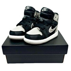 Jordan Toddler 5C 1 Retro High OG Shadow Satin Sneakers - Black Grey White